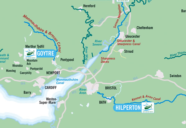 canal map showing day hire base locations